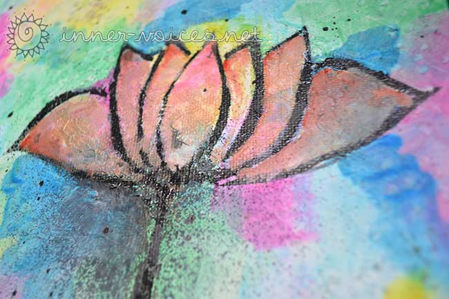 Lotus mixed media painting by Nolwenn Petitbois