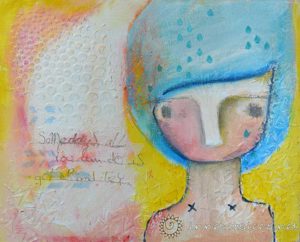 Get Up and Try, mixed media painting by Nolwenn Petitbois