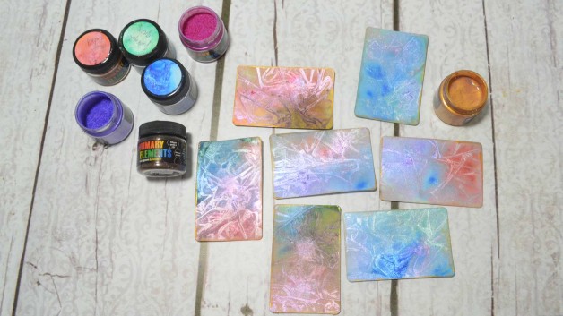How to create quick and easy background ATCs with cling wrap and Primary Elements pigments